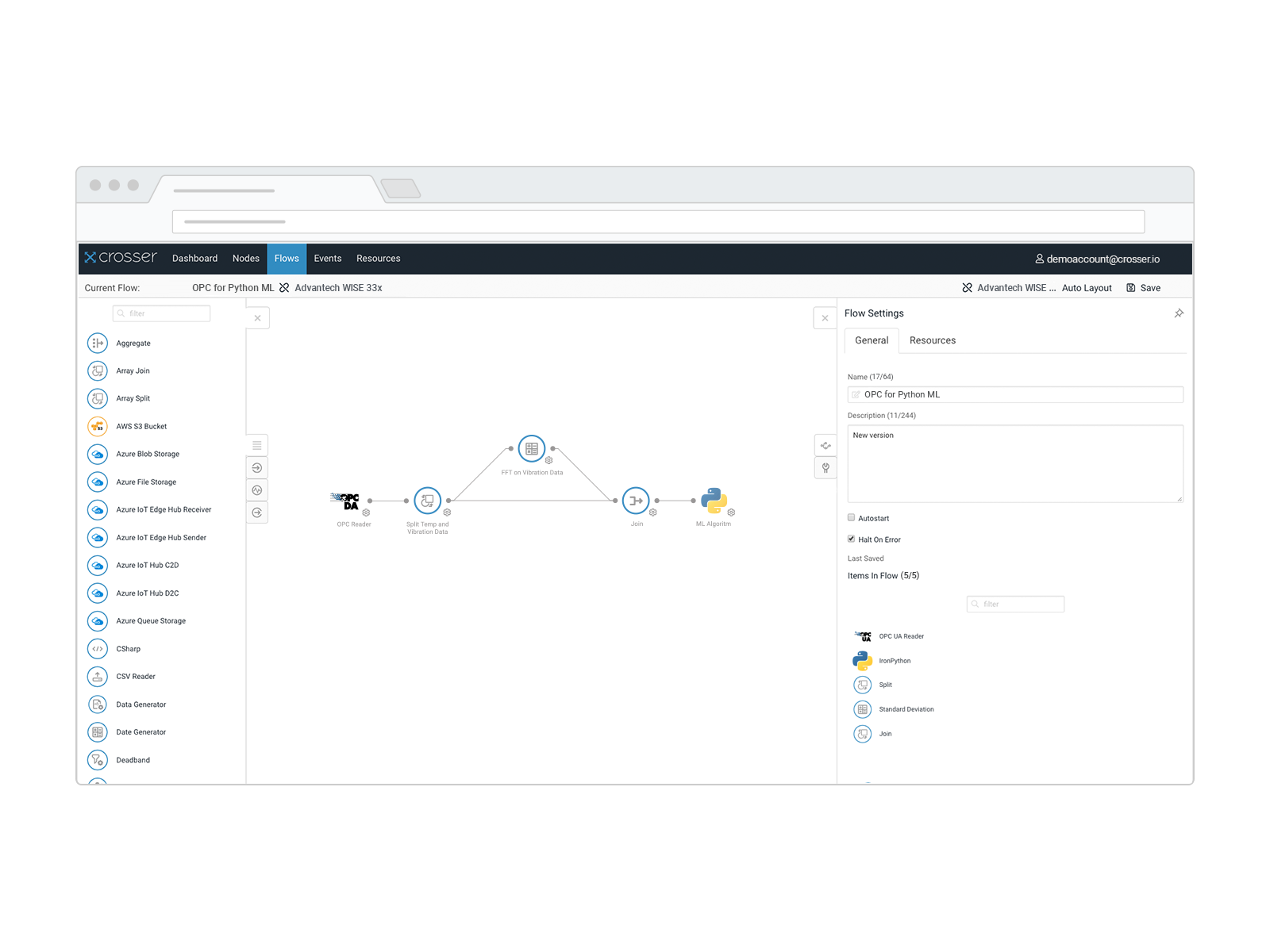 Crosser Flow OPC to Python